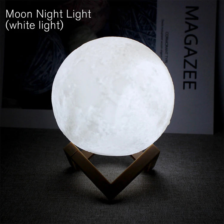 Moon Lamp LED Night Light Battery Powered with Stand Starry Lamp for Bedroom Decor Night Lights Kids Gift Moon Lamp