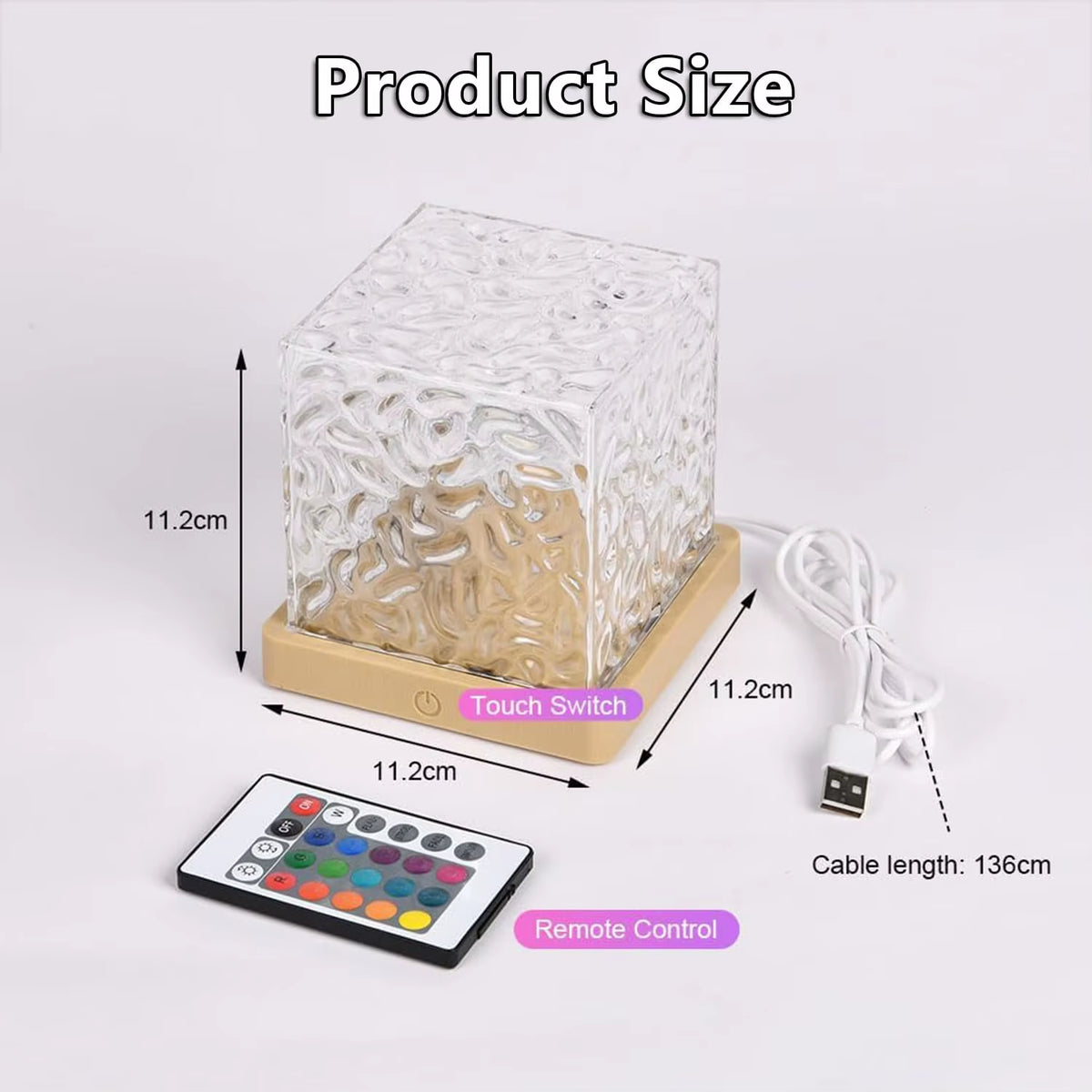 16 Colors Water Ripple Projector Dynamic Rotating LED Night Light with Remote Dimming Family Bedroom Romantic Ocean Decor Lamp